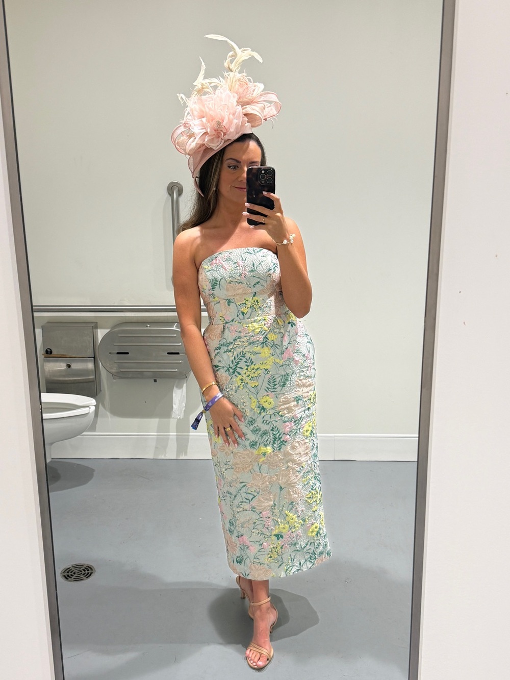 MacDuggal Multicolor Strapless Brocade Midi Dress With Pockets - Picture 7 of 7